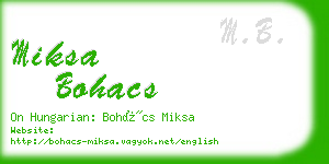 miksa bohacs business card
